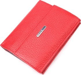 Червоний жіночий невеликий гаманець на магніті з натуральної шкіри KARYA (2421184)