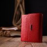 Червоний жіночий невеликий гаманець на магніті з натуральної шкіри KARYA (2421184) - 7