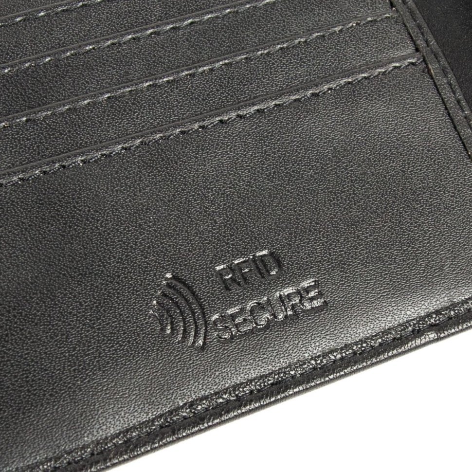 Шкіряний чоловічий гаманець без застібки чорного кольору з RFID-захистом Ridgeback JBNC 94898 фото №4 Шкіряний чоловічий гаманець без застібки чорного кольору з RFID-захистом Ridgeback JBNC 94898 modnotak фото №4