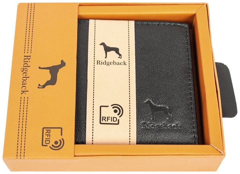 Шкіряний чоловічий гаманець без застібки чорного кольору з RFID-захистом Ridgeback JBNC 94898 фото №6 Шкіряний чоловічий гаманець без застібки чорного кольору з RFID-захистом Ridgeback JBNC 94898 modnotak фото №6