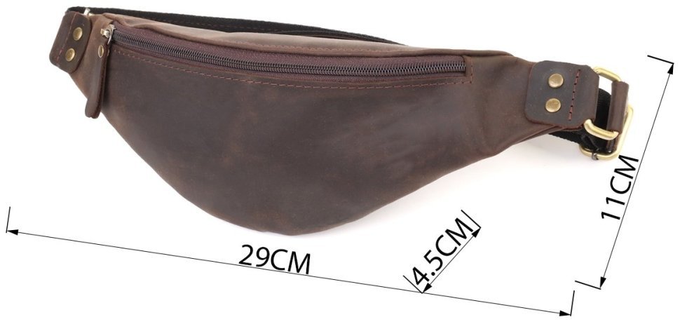 Стильная коричневая мужская сумка на пояс из винтажной кожи Shvigel 95098 фото №3 Стильная коричневая мужская сумка на пояс из винтажной кожи Shvigel 95098 modnotak фото №3
