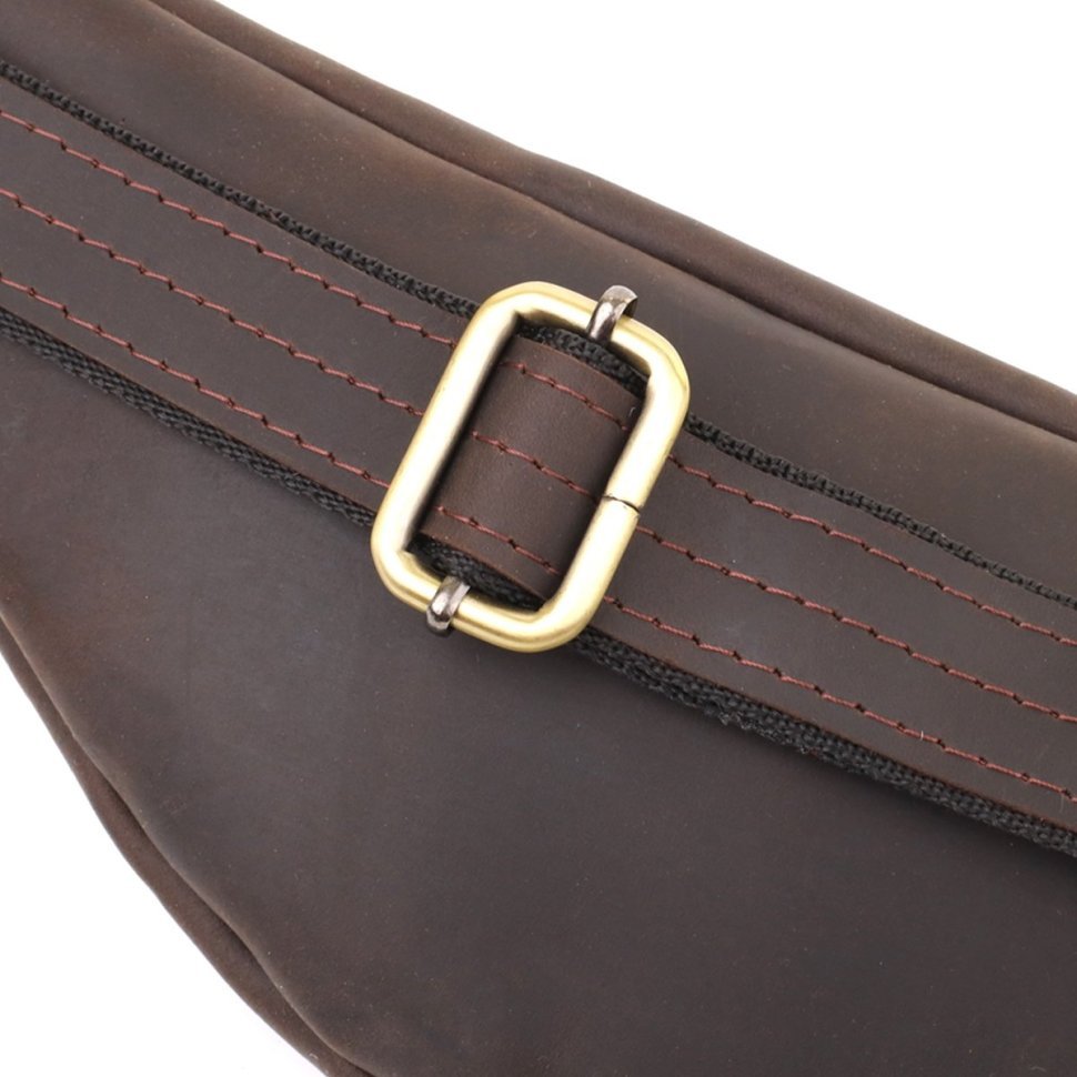 Стильная коричневая мужская сумка на пояс из винтажной кожи Shvigel 95098 фото №5 Стильная коричневая мужская сумка на пояс из винтажной кожи Shvigel 95098 modnotak фото №5