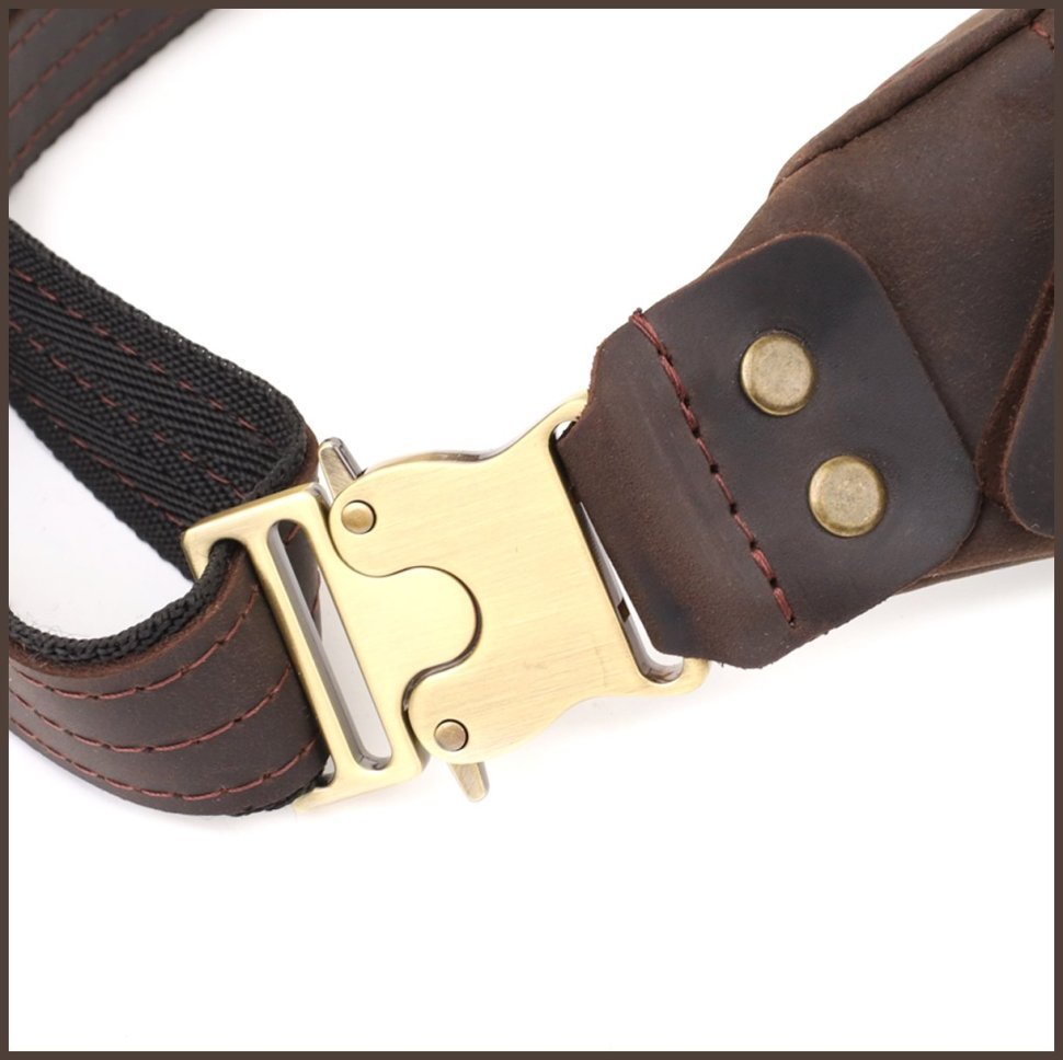 Стильная коричневая мужская сумка на пояс из винтажной кожи Shvigel 95098 фото №6 Стильная коричневая мужская сумка на пояс из винтажной кожи Shvigel 95098 modnotak фото №6