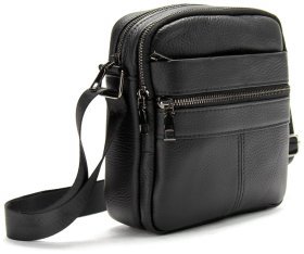 Мужская кожаная сумка через плечо на каждый день Tiding Bag черного цвета 95498