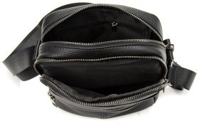 Мужская кожаная сумка через плечо на каждый день Tiding Bag черного цвета 95498