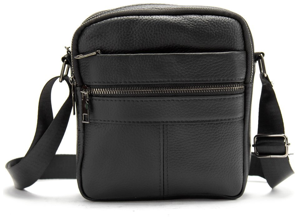 Мужская кожаная сумка через плечо на каждый день Tiding Bag черного цвета 95498 фото №4 Мужская кожаная сумка через плечо на каждый день Tiding Bag черного цвета 95498 modnotak фото №4