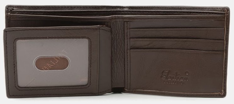 Тонкий чоловічий гаманець з коричневої шкіри без монетниці Tailian 65698