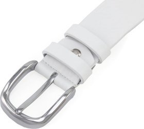 Добротный брючный ремень из натуральной кожи белого цвета REMAR (35522)