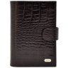 Мужской кожаный кошелек под фактуру кроко на кнопке с вкладышем для документов Desisan 106598 коричневого цвета modnotak фото - 1