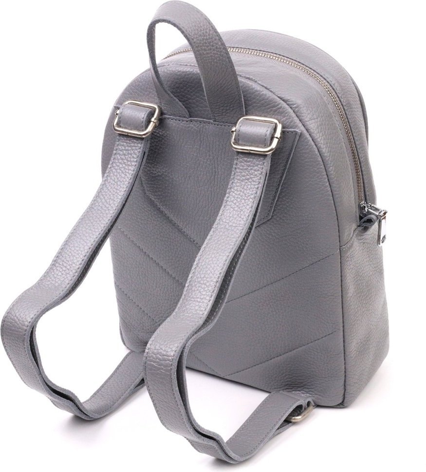 Сірий повсякденний рюкзак жіночий середнього розміру з натуральної шкіри Shvigel (2416308)