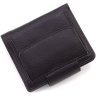 Компактный женский кошелек из натуральной кожи черного цвета с хлястиком на кнопке ST Leather 1767298 - 3
