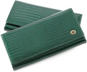 Лаковий зелений гаманець з монетницьою на клямці ST Leather (16305)