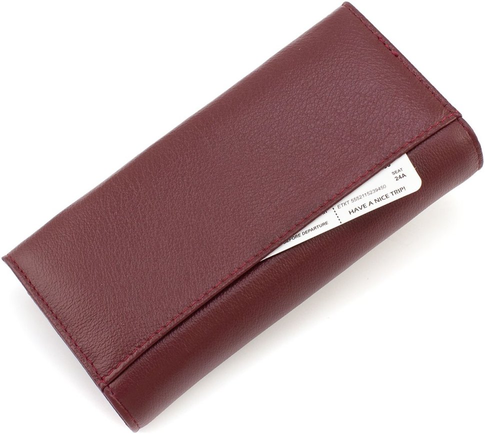 Бордовий жіночий гаманець із натуральної шкіри з монетницею ST Leather 1767398