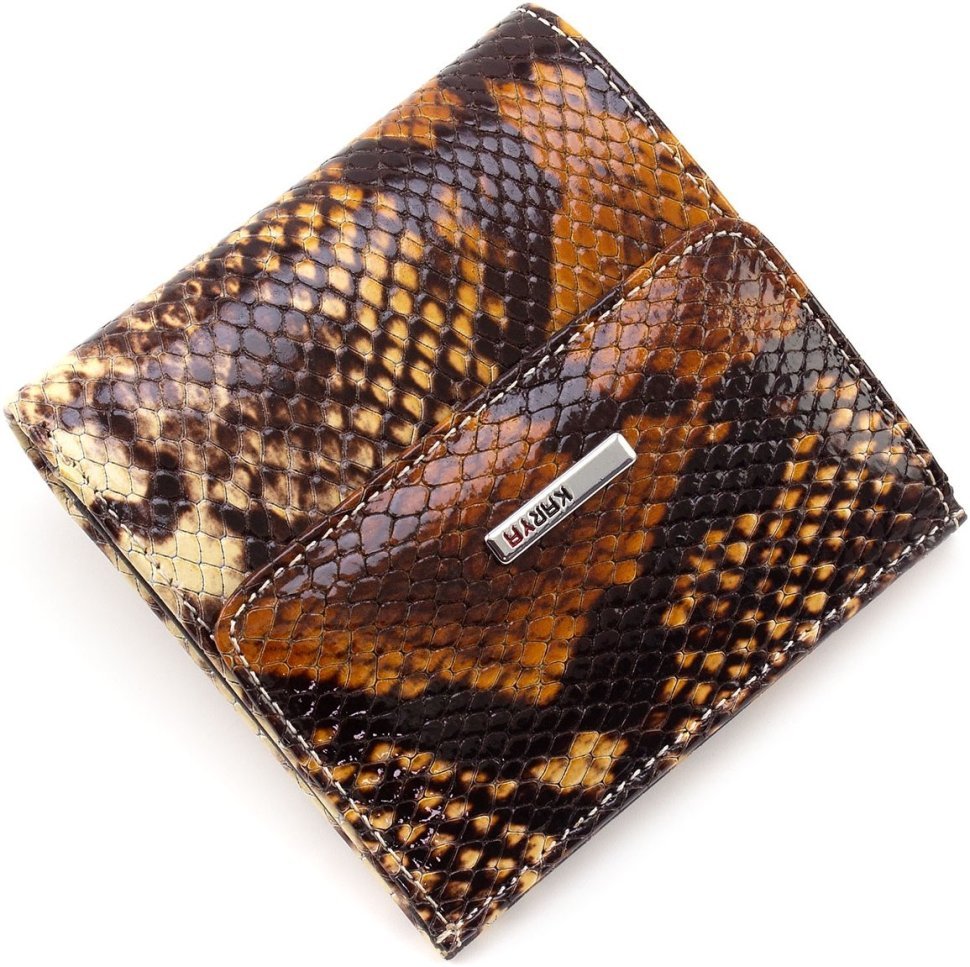 Разноцветный женский кошелек из натуральной кожи под змею Karya 67498