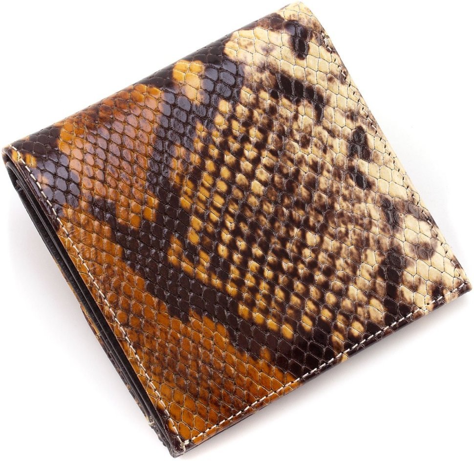 Різнобарвний жіночий гаманець із натуральної шкіри під змію Karya 67498
