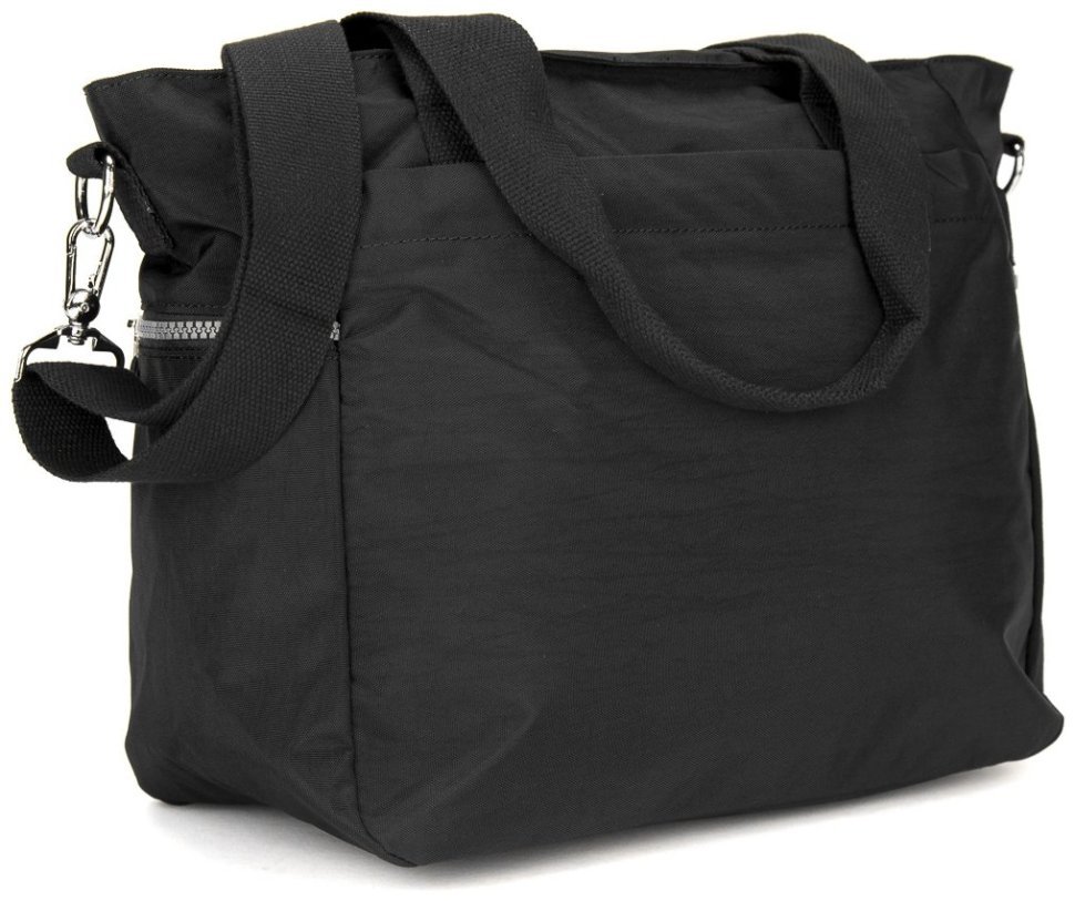 Велика жіноча текстильна сумка чорного кольору з довгими ручками Confident 77598