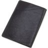 Шкіряна обкладинка для паспорта чорного кольору Тризуб-ЗСУ - Grande Pelle 67798 - 3