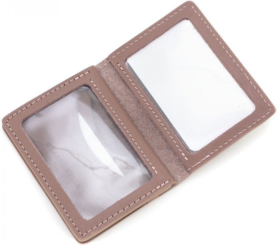Жіноча шкіряна обкладинка для документів темно-пудрового кольору Grande Pelle (13070)