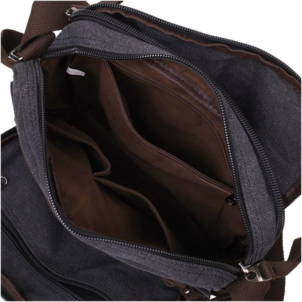 Чоловіча сумка-месенджер із щільного текстилю в чорному кольорі Vintage 2422204