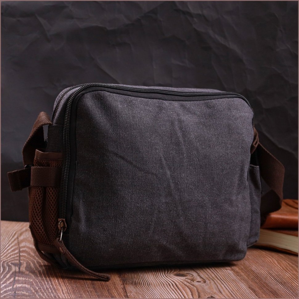 Чоловіча сумка-месенджер із щільного текстилю в чорному кольорі Vintage 2422204