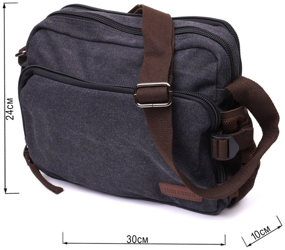 Чоловіча сумка-месенджер із щільного текстилю в чорному кольорі Vintage 2422204 modnotak фото №10