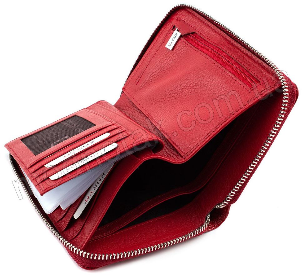 Шкіряний лаковий гаманець червоного кольору KARYA (1147-074)