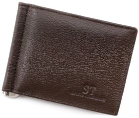 Коричневый кожаный зажим для денег ST Leather (16679)