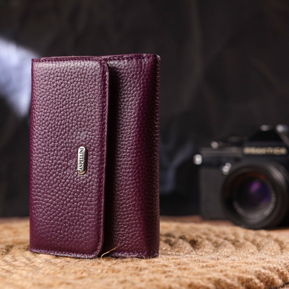Фіолетовий жіночий гаманець із натуральної шкіри флотар із монетницею CANPELLINI (2421589)