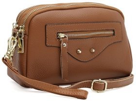 Повседневная женская сумка из натуральной кожи рыжего цвета Borsa Leather 108898