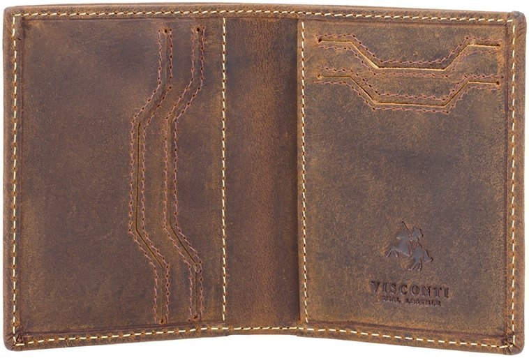 Коричневий чоловічий гаманець компактного розміру з вінтажної шкіри Visconti Javelin 68998