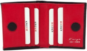 Черно-красный небольшой женский кошелек из фактурной кожи на магнитной фиксации KARYA (19526) - 2