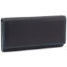 Чорний жіночий гаманець з натуральної шкіри з бірюзовою строчкою Visconti 69098 - 1