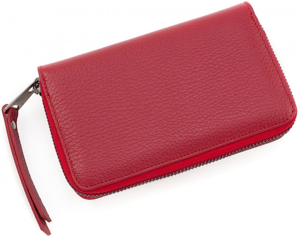 Невеликий шкіряний жіночий гаманець червоного кольору з монетницьою Tony Bellucci (12487)