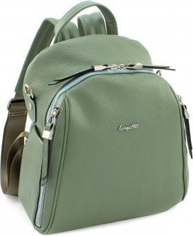 Фисташковый кожаный женский рюкзак-сумка KARYA (19621) - 2