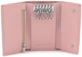Женская вертикальная светло-розовая ключница из натуральной кожи ST Leather (14033)