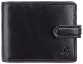 Черное классическое мужское портмоне из натуральной кожи с карманом для монет Visconti Riccardo 70699