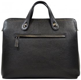 Якісний шкіряний портфель для ноутбука та документів Desisan 81199 чорного кольору