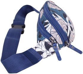 Бананка (поясна сумка) з принтом квітів із водовідштовхувального текстилю Bagland 111399 синя