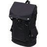 Чорний чоловічий туристичний рюкзак із текстилю з клапаном на кнопках Vintage (20492) - 1