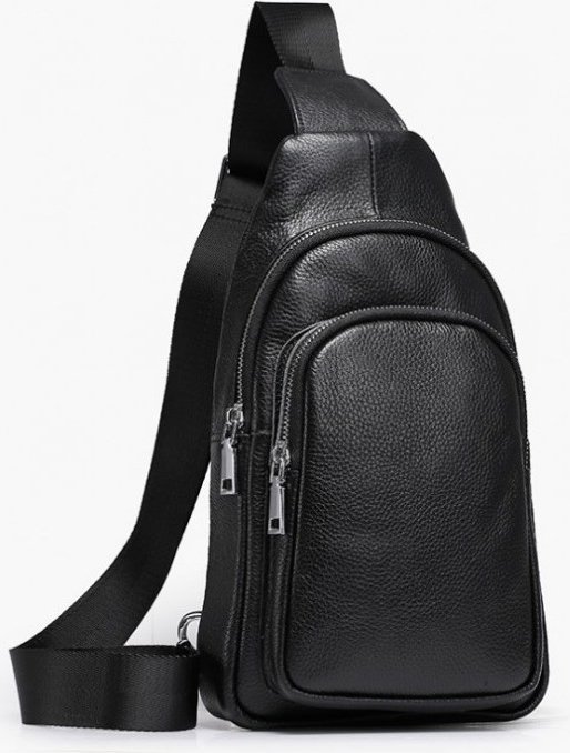 Мужской рюкзак из фактурной кожи черного цвета VINTAGE STYLE (14623)