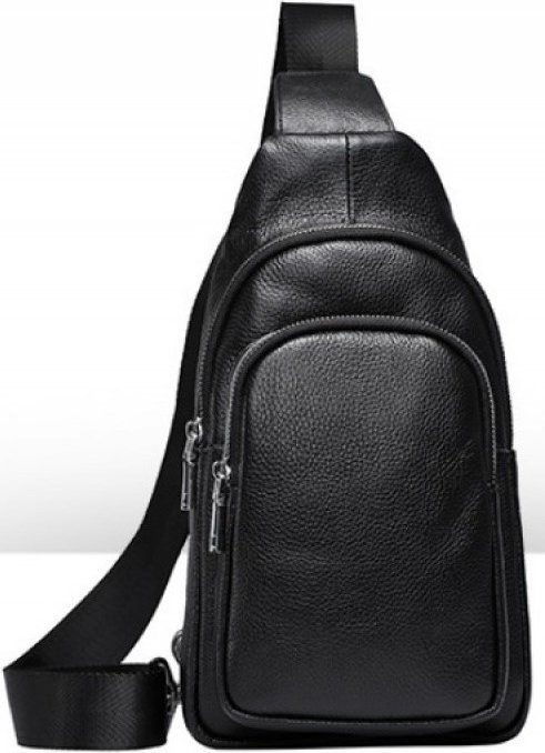 Мужской рюкзак из фактурной кожи черного цвета VINTAGE STYLE (14623)