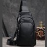 Чоловік рюкзак з фактурної шкіри чорного кольору VINTAGE STYLE (14623) - 4