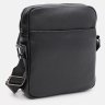 Мужская наплечная сумка-планшет из фактурной кожи в классическом черном цвете Keizer 71599 - 1
