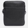 Мужская наплечная сумка-планшет из фактурной кожи в классическом черном цвете Keizer 71599 - 3