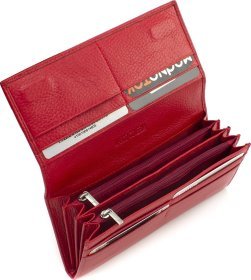 Яскравий просторий жіночий гаманець червоного кольору з натуральної шкіри Marco Coverna (17132)