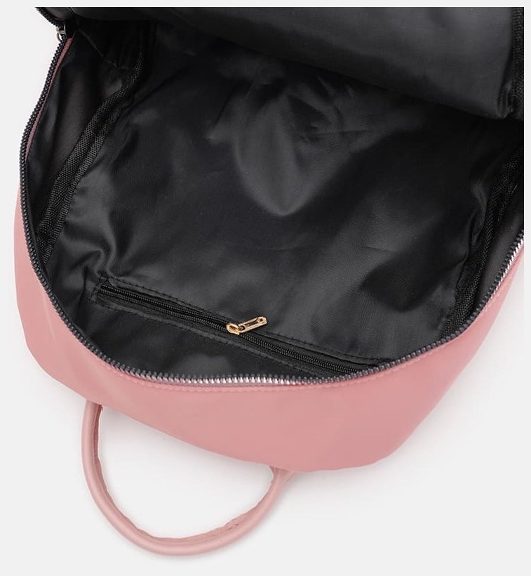 Недорогий жіночий текстильний рюкзак рожевого кольору на дві блискавки Monsen 71799