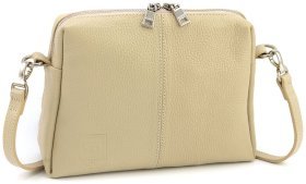 Женская кожаная сумочка крос боди Grande Pelle 102299 (бежевая)