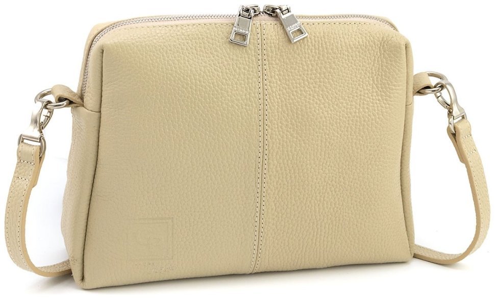 Женская кожаная сумочка крос боди Grande Pelle 102299 (бежевая) modnotak фото №1