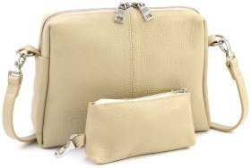 Женская кожаная сумочка крос боди Grande Pelle 102299 (бежевая)