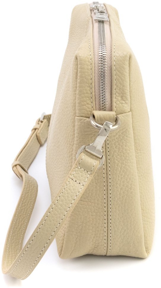 Женская кожаная сумочка крос боди Grande Pelle 102299 (бежевая) modnotak фото №3